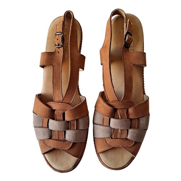 La Plume Mustard Yellow & Gray Suede Strappy Sandals - Size US 9 (UK 40) - Picture 1 of 10